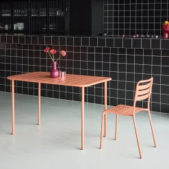 Mesa de jardín bistró de acero, 4 plazas, 120cm