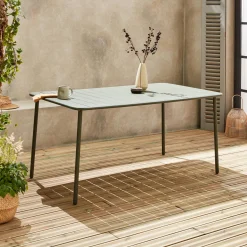 Mesa de jardín bistró de acero, 6-8 plazas, 160cm