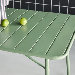 Mesa de jardín bistró de acero plegable, 6 plazas, 140cm