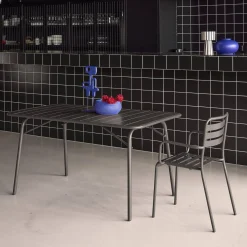 Mesa de jardín bistró de acero plegable, 6 plazas, 140cm