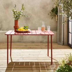 Mesa de jardín bistró de acero, 4 plazas, 120cm