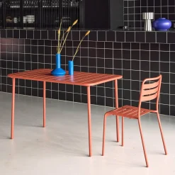 Mesa de jardín bistró de acero, 4 plazas, 120cm