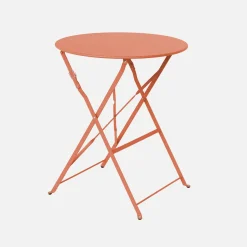 Mesa de jardín bistró plegable de acero, 2 plazas, ø60cm