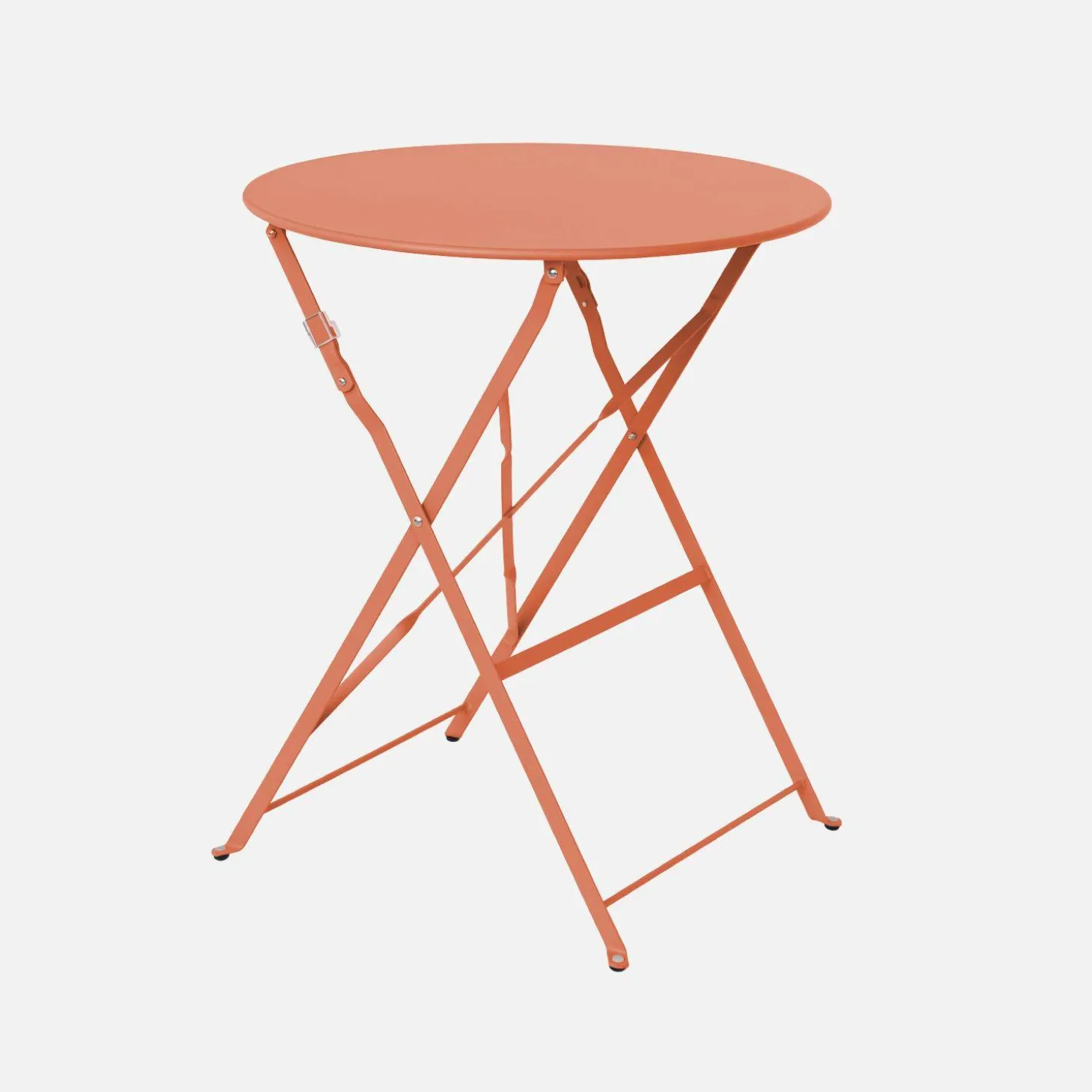 Mesa de jardín bistró plegable de acero, 2 plazas, ø60cm