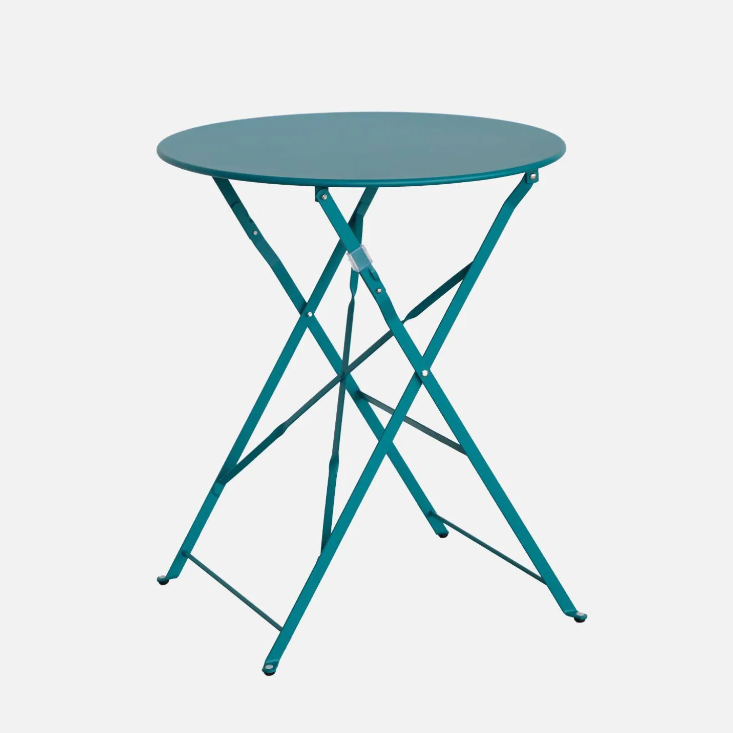 Mesa de jardín bistró plegable de acero, 2 plazas, ø60cm
