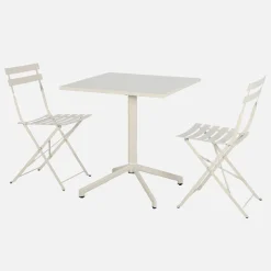 Mesa de jardín bistró plegable de metal con 2 sillas