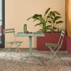 Mesa de jardín bistró plegable de metal con 2 sillas