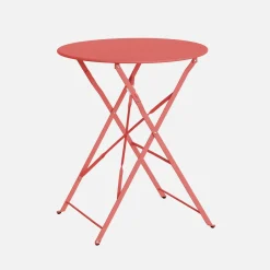 Mesa de jardín bistró plegable de acero, 2 plazas, ø60cm