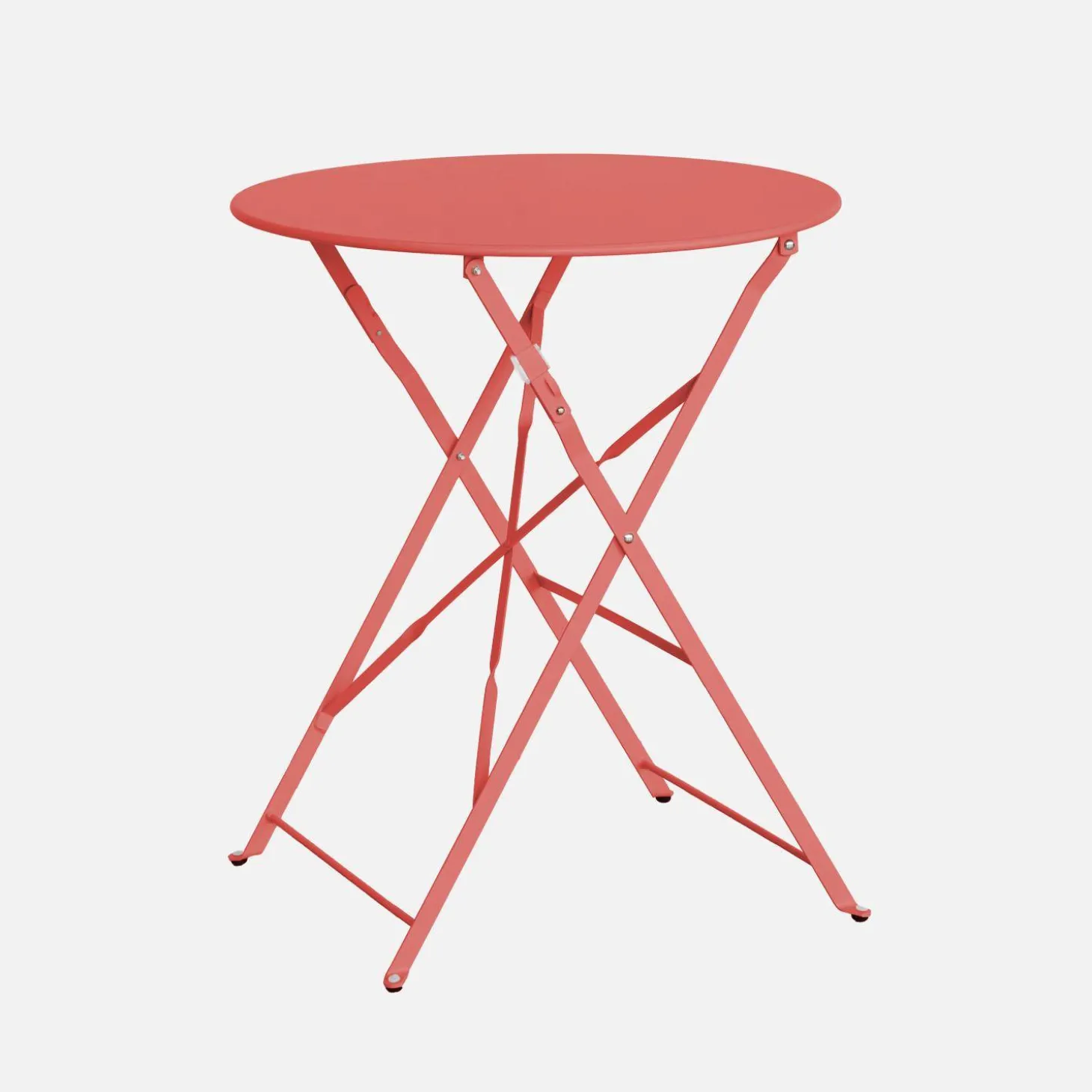 Mesa de jardín bistró plegable de acero, 2 plazas, ø60cm