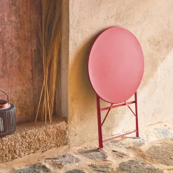 Mesa de jardín bistró plegable de acero, 2 plazas, ø60cm