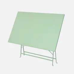 Mesa de jardín bistró plegable de acero, 4 plazas, 110cm