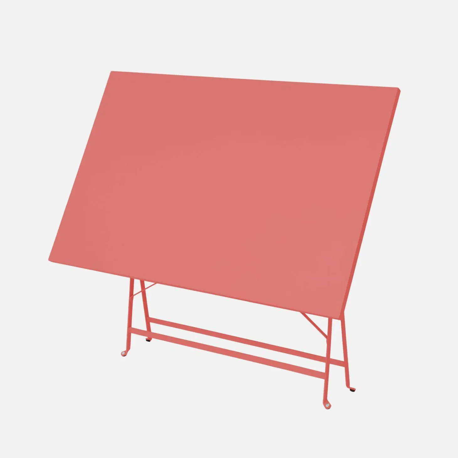 Mesa de jardín bistró plegable de acero, 4 plazas, 110cm