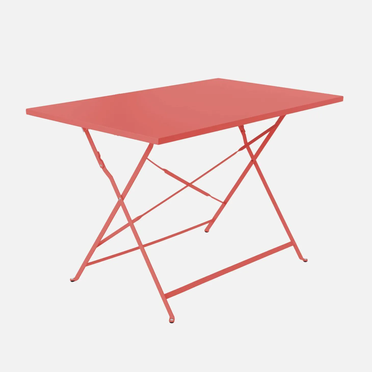 Mesa de jardín bistró plegable de acero, 4 plazas, 110cm