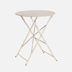 Mesa de jardín bistró plegable de acero, 2 plazas, ø60cm