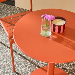 Mesa de jardín bistró redonda de acero con 2 sillas