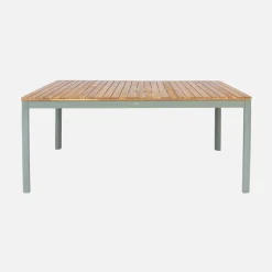 Mesa de jardín de acacia con esquinas redondeadas, 8 sillas