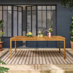 Mesa de jardín de acacia con esquinas redondeadas, 8 plazas