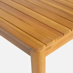 Mesa de jardín de acacia con esquinas redondeadas, 6 sillas