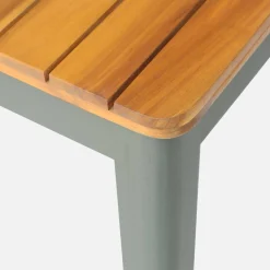 Mesa de jardín de acacia con esquinas redondeadas, 10 sillas
