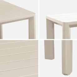 Mesa de jardín de aluminio con 1 banco y 4 sillones