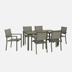 Mesa de jardín de aluminio con 6 sillas de textileno