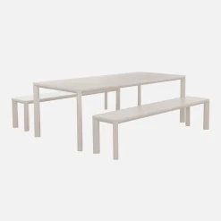 Mesa de jardín de aluminio con 2 bancos de 8 plazas
