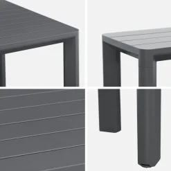 Mesa de jardín de aluminio con 1 banco y 4 sillones