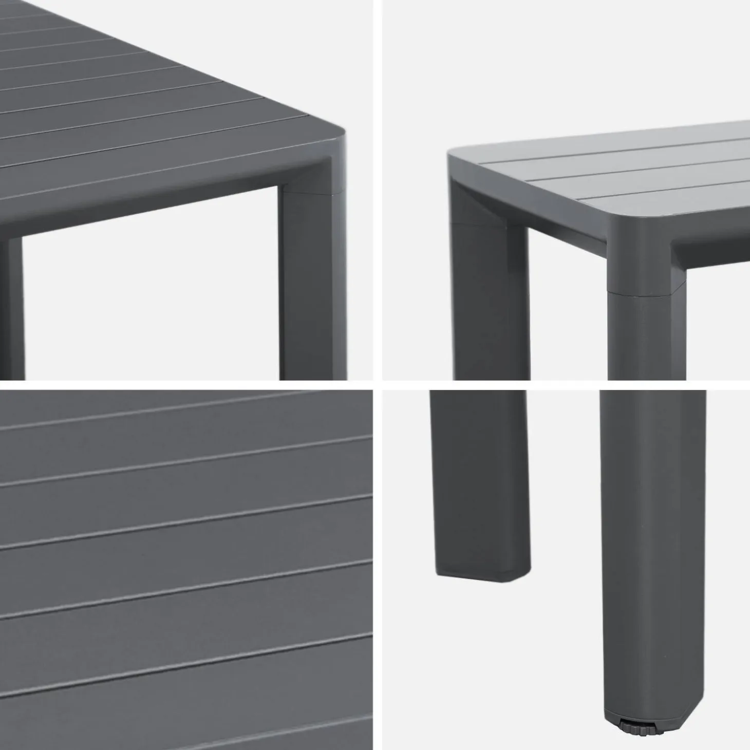 Mesa de jardín de aluminio con 1 banco y 4 sillones