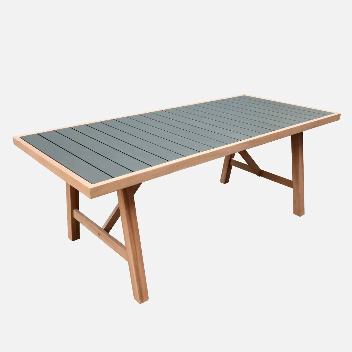 Mesa de jardín de madera de acacia y aluminio con 8 sillas