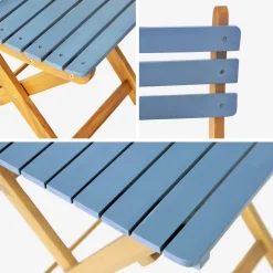 Mesa de jardín de madera de acacia con 2 sillas plegables