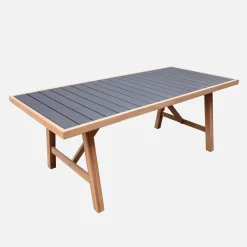 Mesa de jardín de madera de acacia y aluminio con 8 sillas