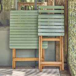 Mesa de jardín de madera de acacia con 2 sillas plegables