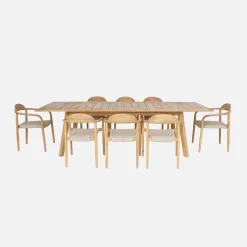 Mesa de jardín de madera de acacia con 8 sillas