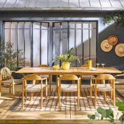 Mesa de jardín de madera de acacia con 8 sillas
