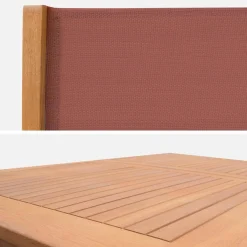 Mesa de jardín de madera extensible, 6 sillas