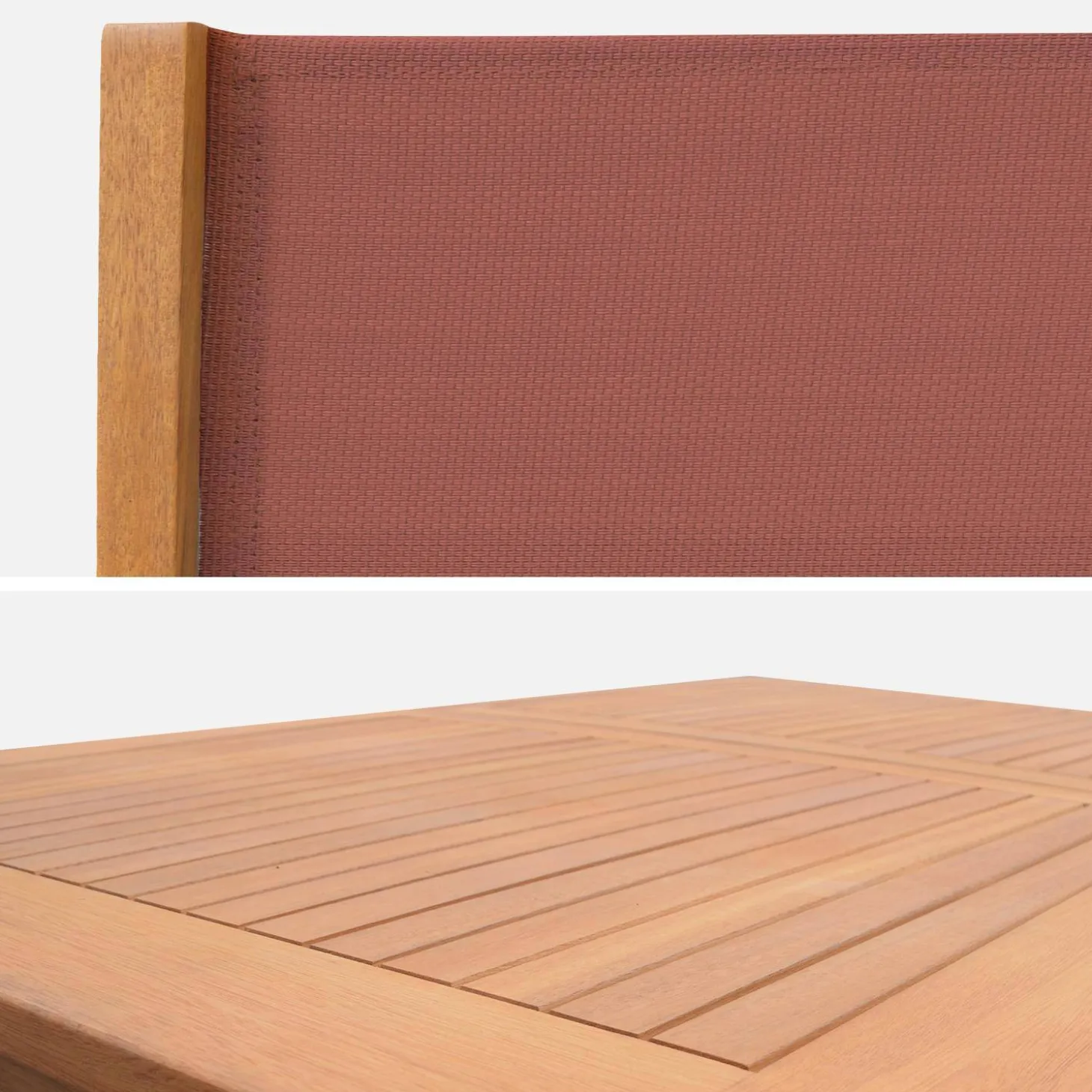 Mesa de jardín de madera extensible, 6 sillas