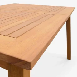 Mesa de jardín de madera extensible, 8 sillas