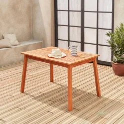 Mesa de jardín de madera extensible de 6 a 8 plazas