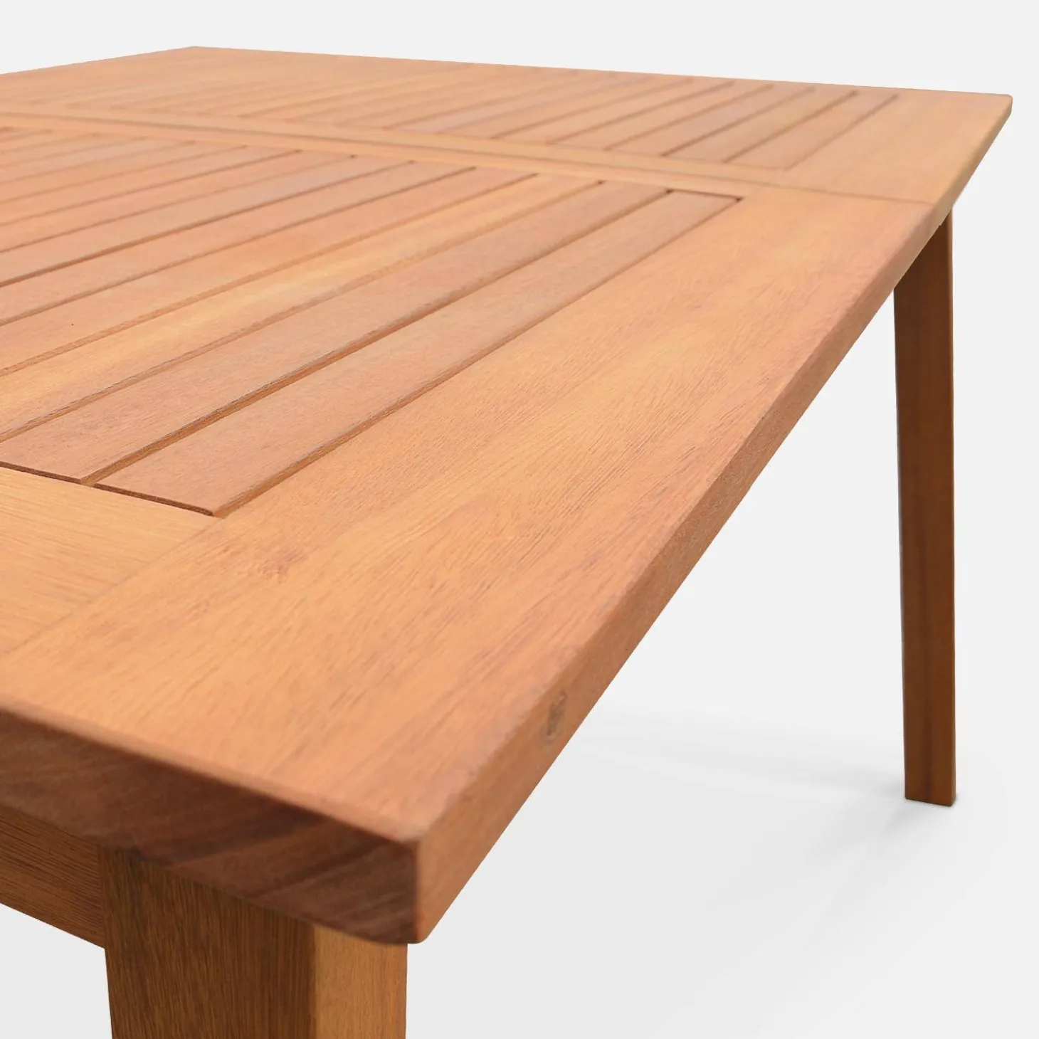 Mesa de jardín de madera extensible, 8 sillas