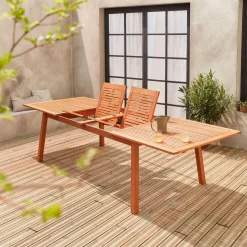 Mesa de jardín de madera extensible, 10-12 plazas