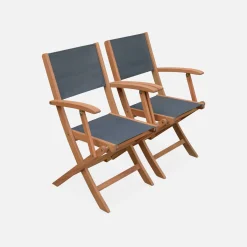 Mesa de jardín de madera extensible, 6 sillas