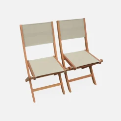 Mesa de jardín de madera extensible, 6 sillas
