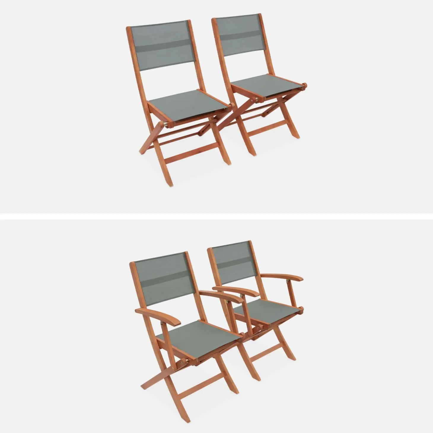 Mesa de jardín de madera extensible, 6 sillas