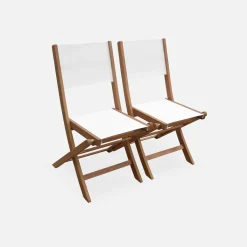 Mesa de jardín de madera extensible, 6 sillas
