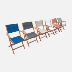 Mesa de jardín de madera extensible, 6 sillas
