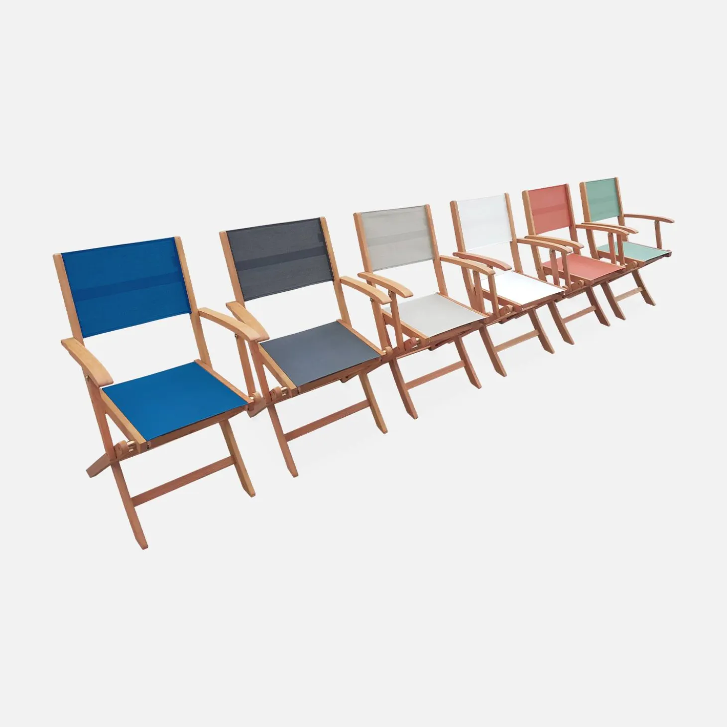 Mesa de jardín de madera extensible, 6 sillas