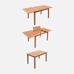 Mesa de jardín de madera extensible, 6 sillas
