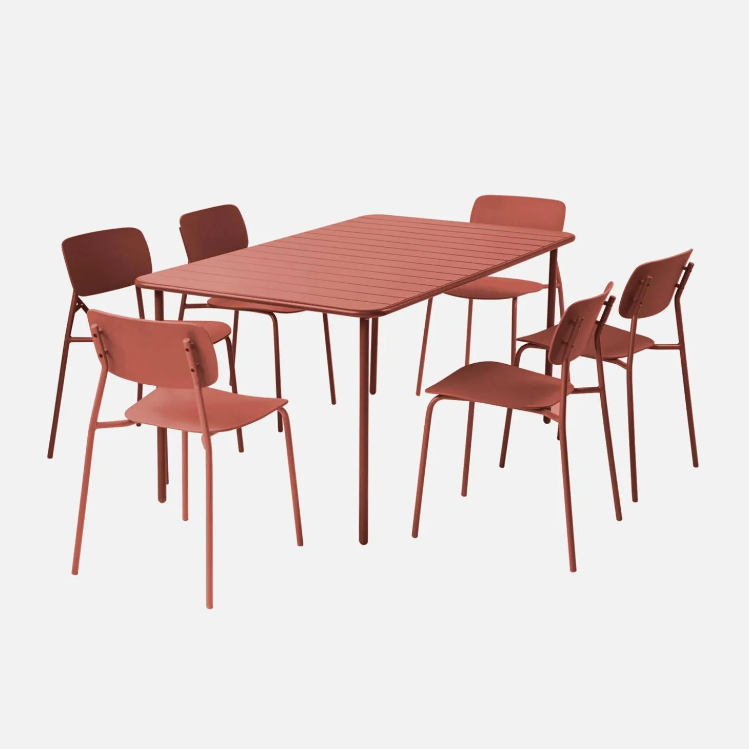 Mesa de jardín de metal con 6 sillas