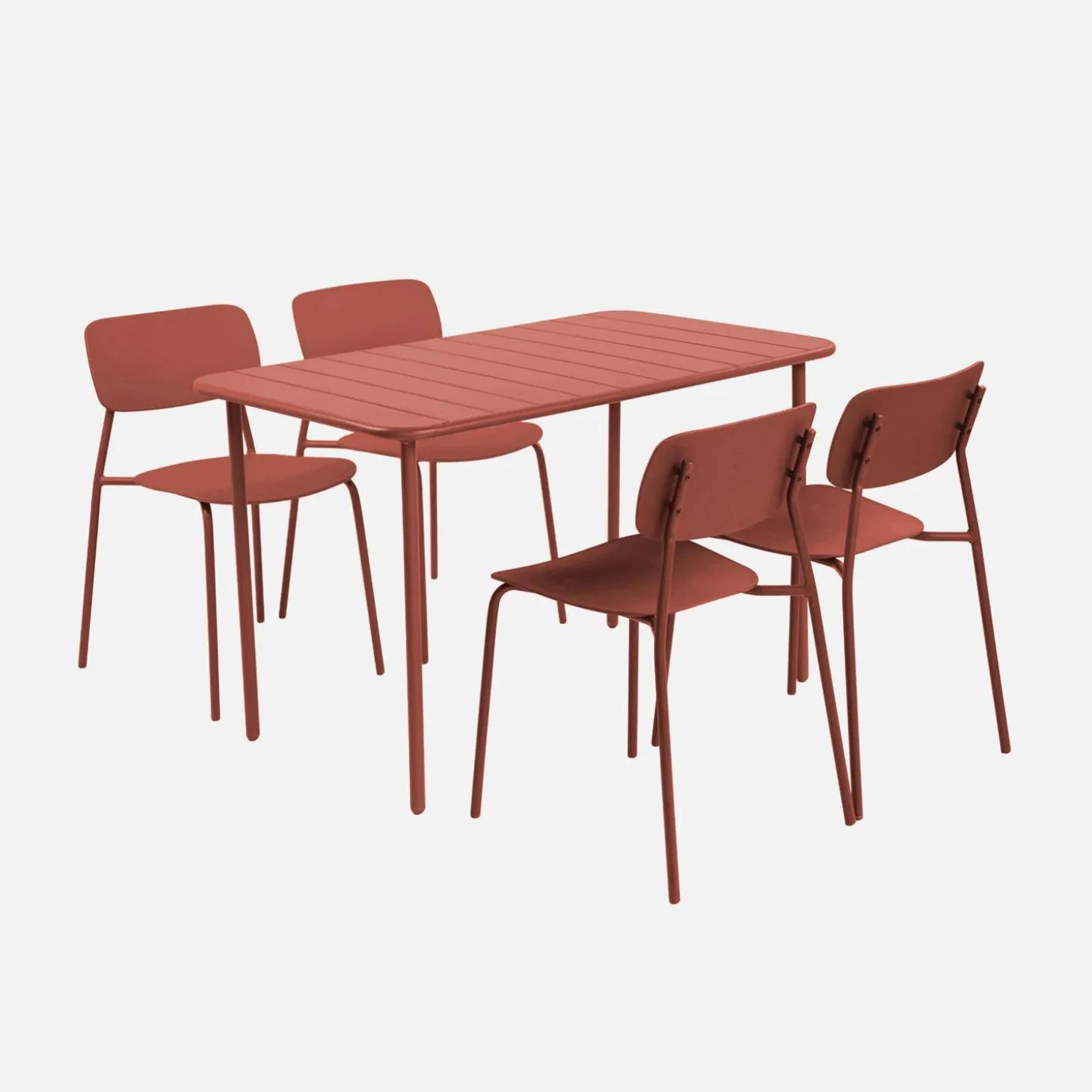 Mesa de jardín de metal con 4 sillas