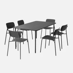 Mesa de jardín de metal con 6 sillas
